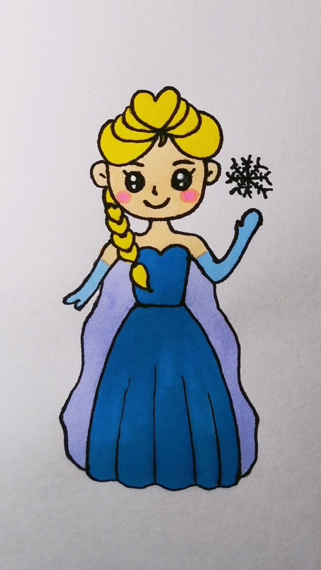 #轻知识计划#艾莎小公主简笔画，萌萌哒。