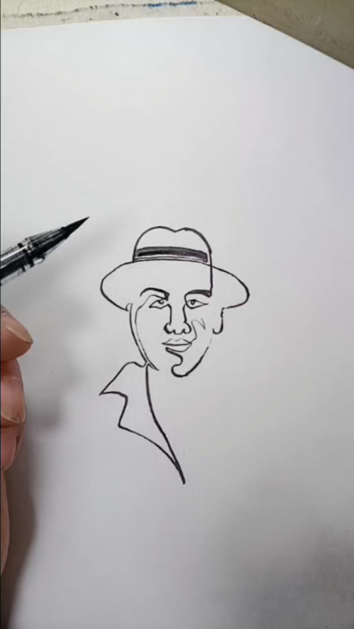 左手一笔人物头像简笔画