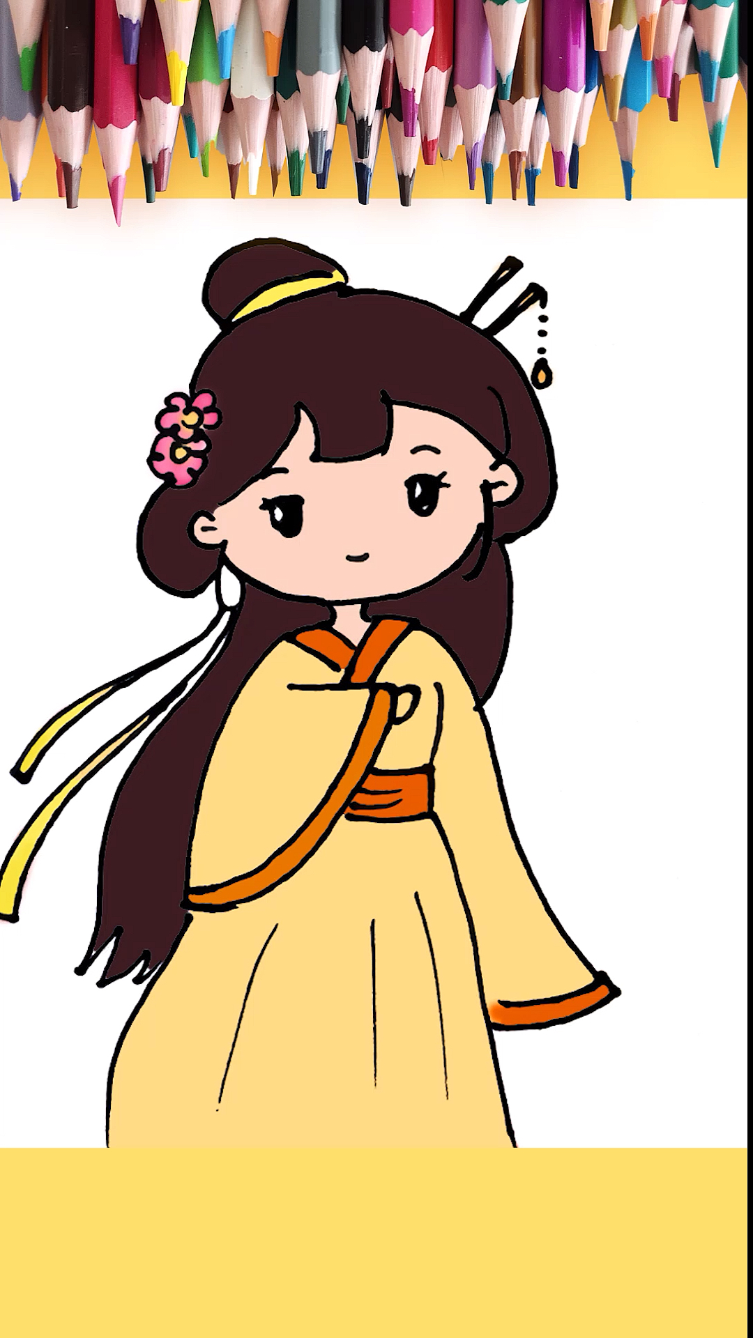#简笔画#简单漂亮的古装小公主简笔画怎么画