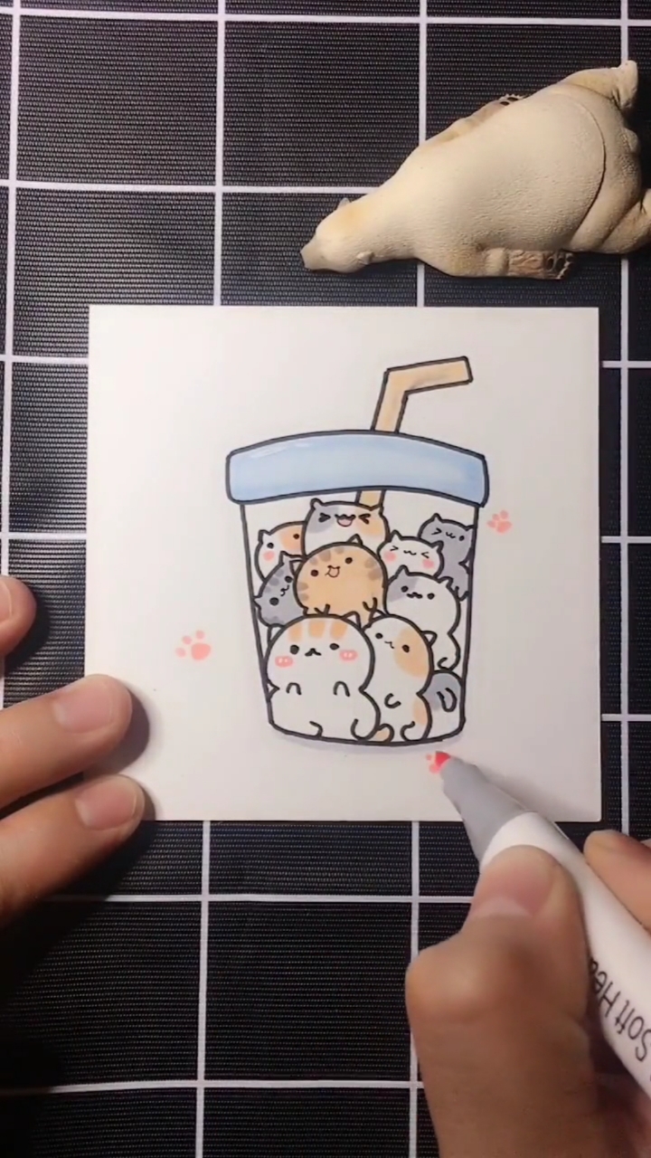 今天分享小猫奶茶简笔画