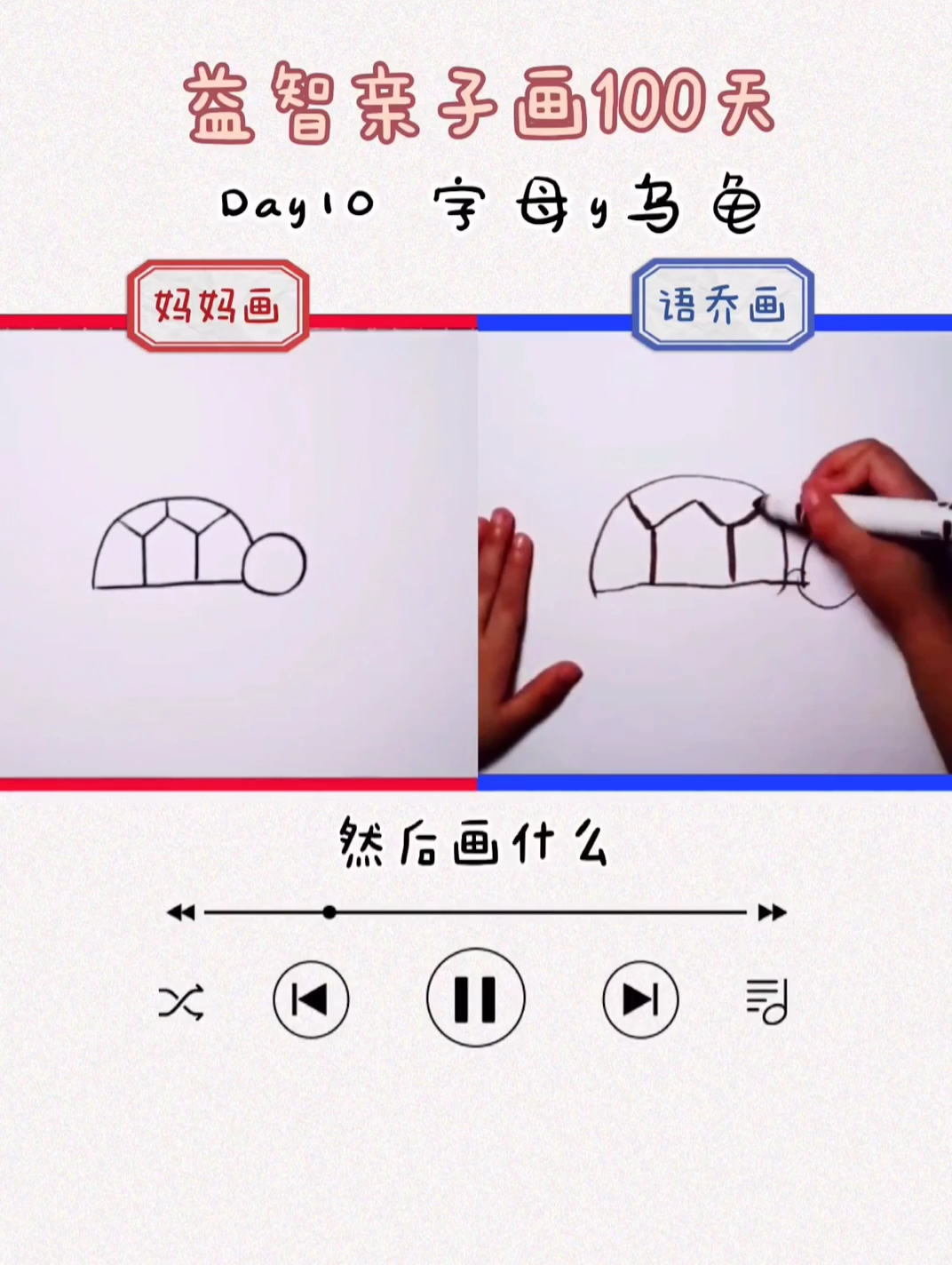 #儿童创意画#【益智儿童画Day10】#亲子绘画100天字母画Y乌龟