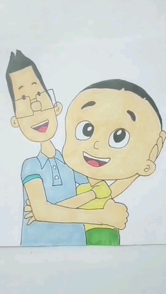 大头儿子和小头爸爸简笔画