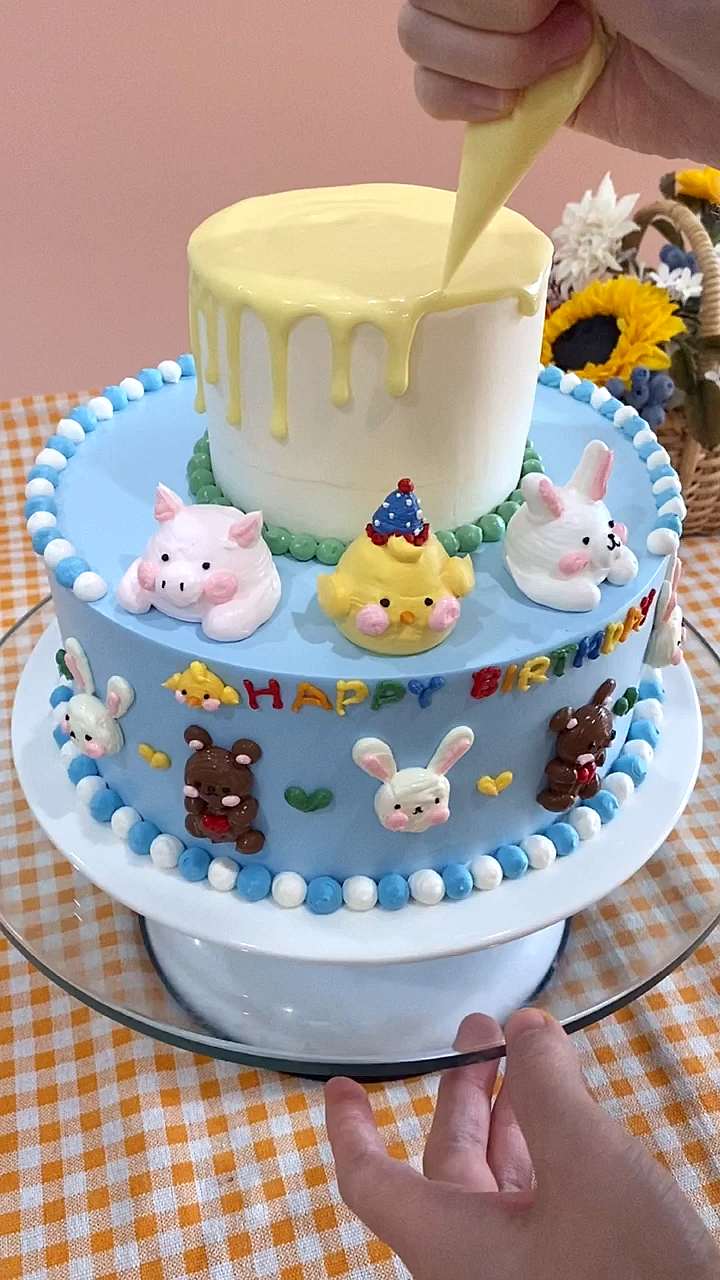 #创意生日蛋糕#奶油卡通蛋糕#卡通小动物蛋糕