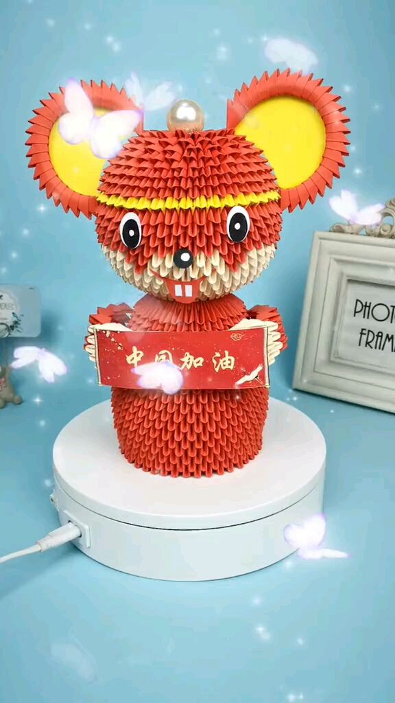 #手工制作#手工三角插折纸拜年鼠教程