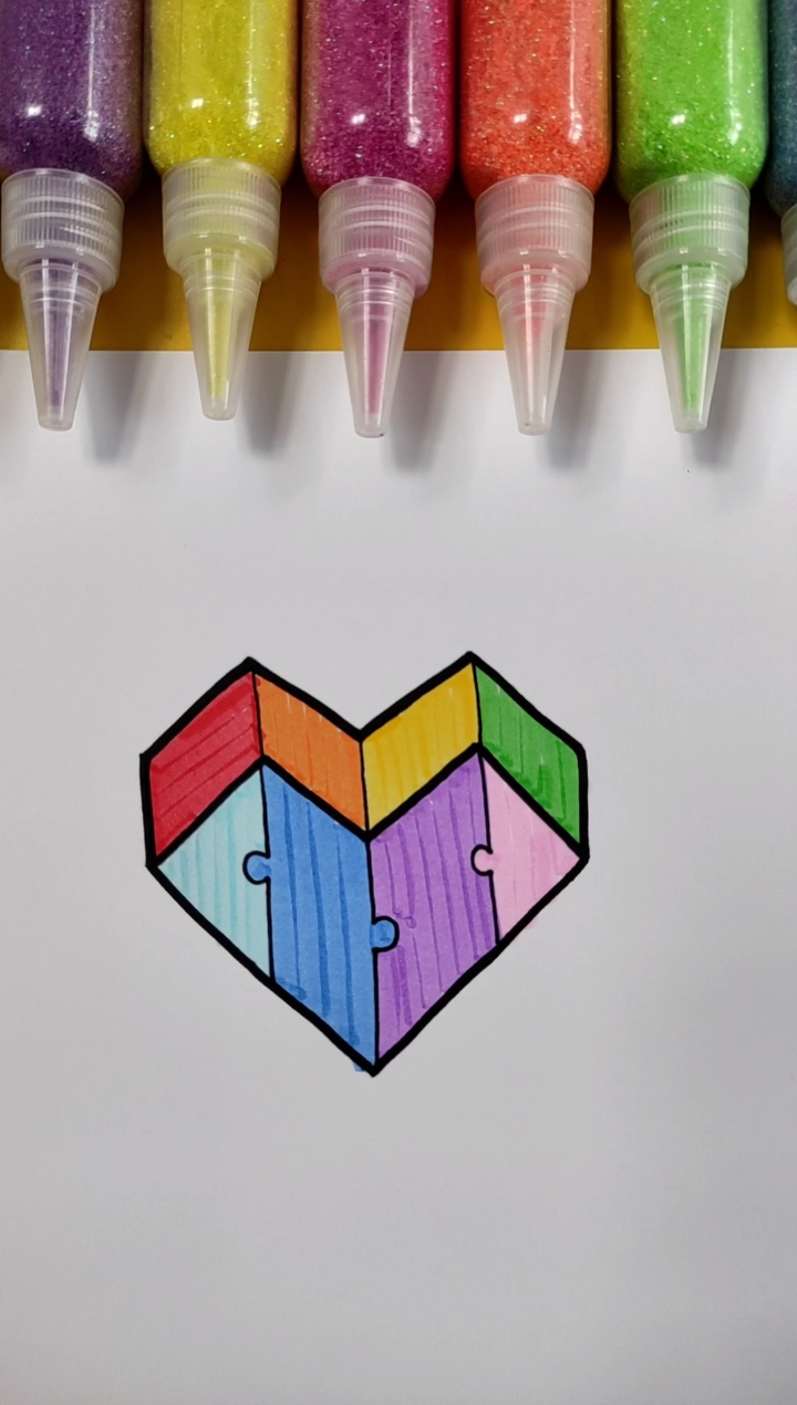 #简笔画#简笔画彩色桃心