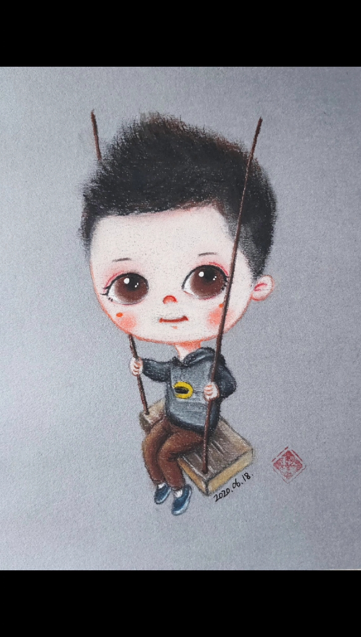 #色粉#可爱帅小伙儿,有没有!卡通Q版头像手绘定制!