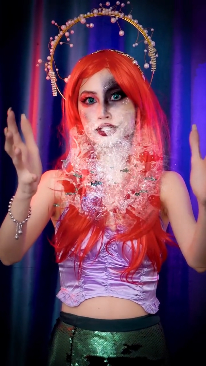 #变装#美人鱼仿妆哪个细节让美人鱼黑化了？