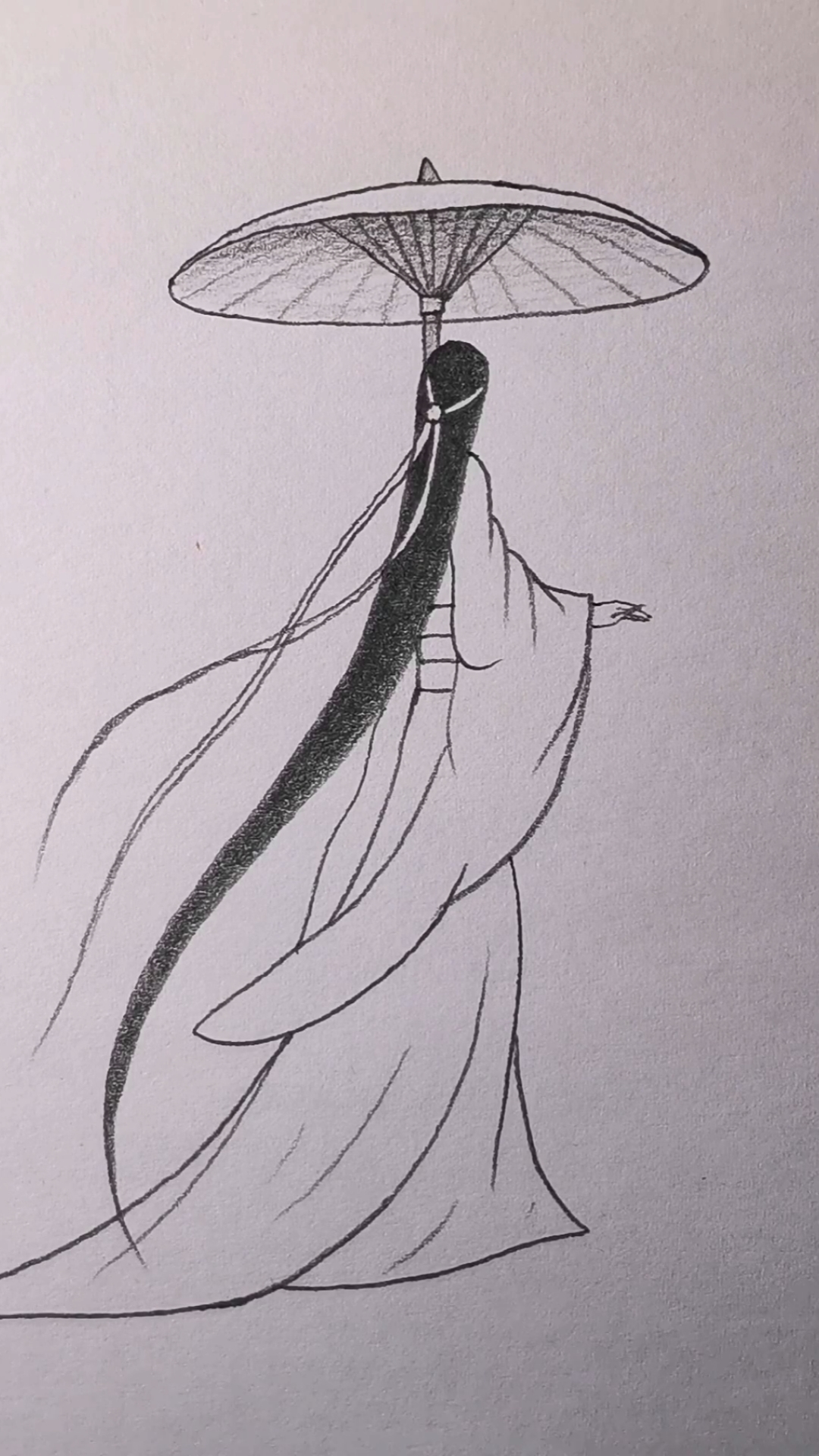 古风美女背影简笔画。