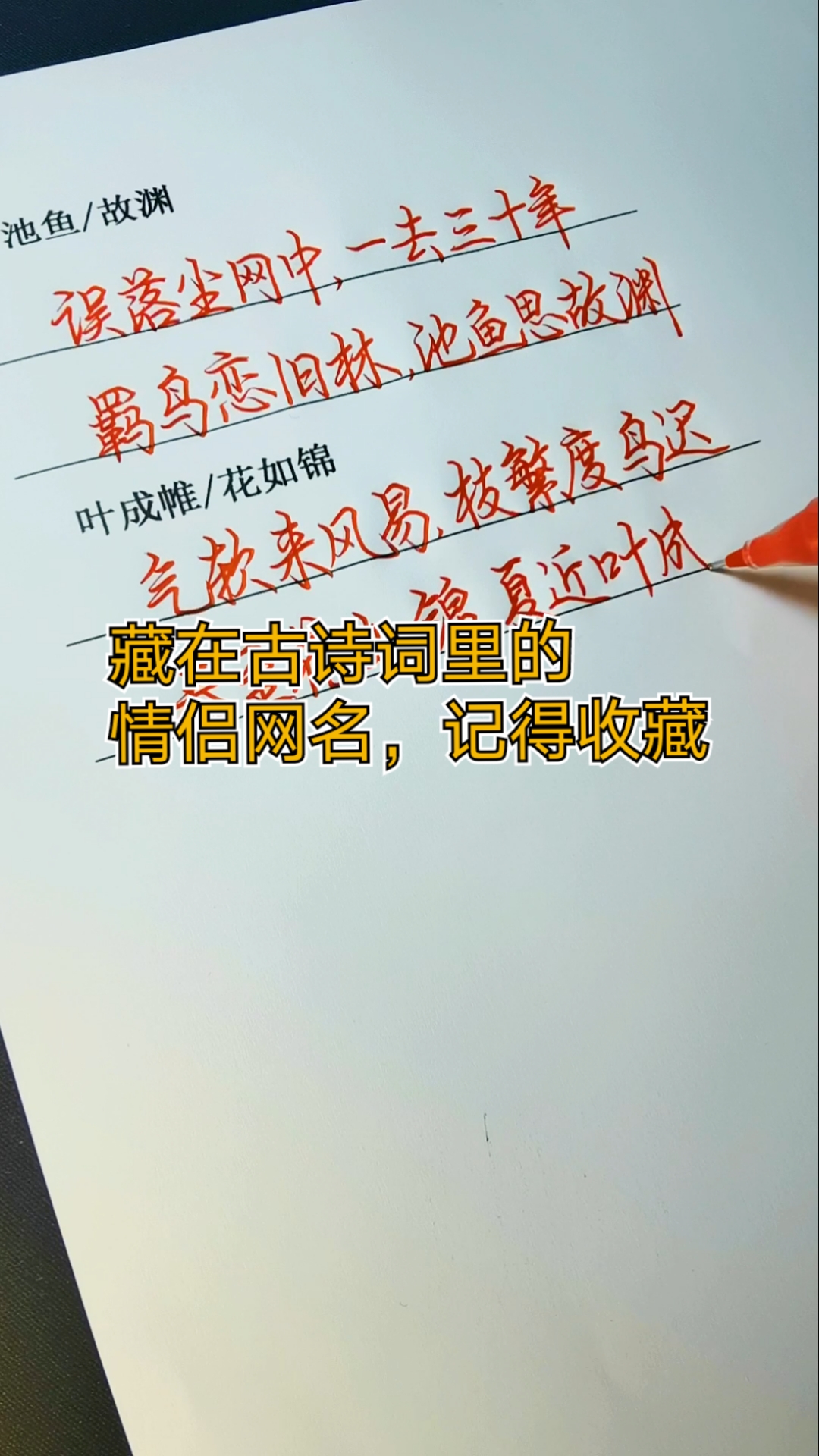 #手写文字#那些藏在古诗词里的情侣网名。