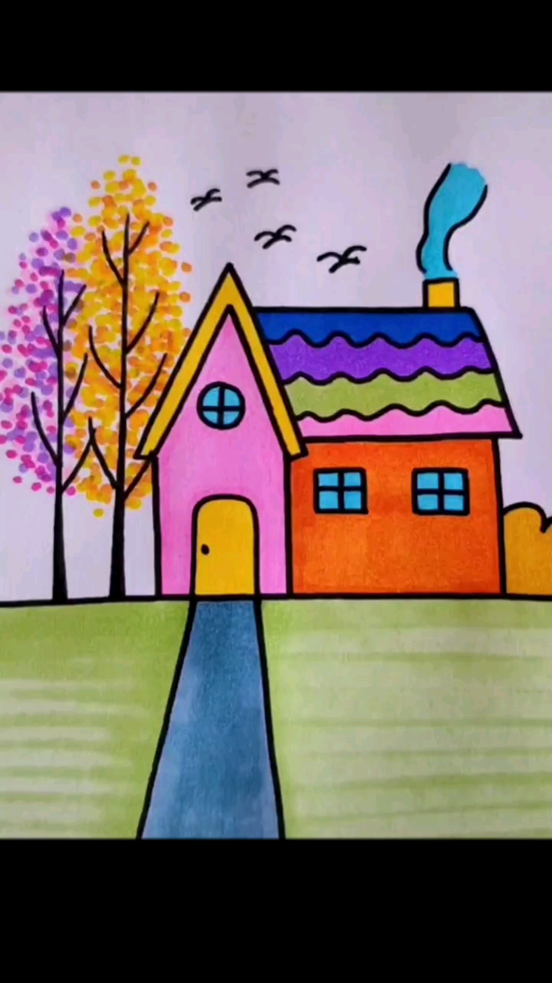 #简笔画#一起来画秋天吧,简单有好看的秋天的房子一起学学吧