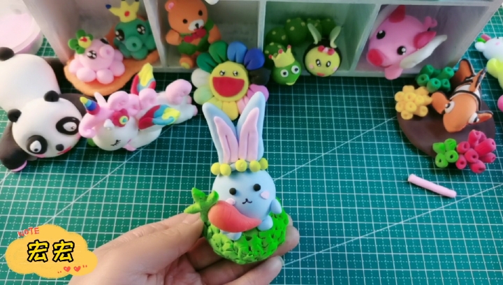 #我要上热门#手工粘土,简单又可爱的小兔子,做装饰真的很漂亮