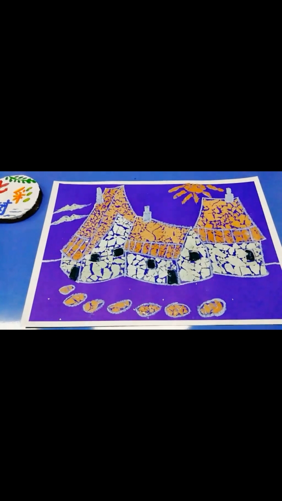 #佛系生活#碎蛋壳粘贴画,这是个细致活儿～