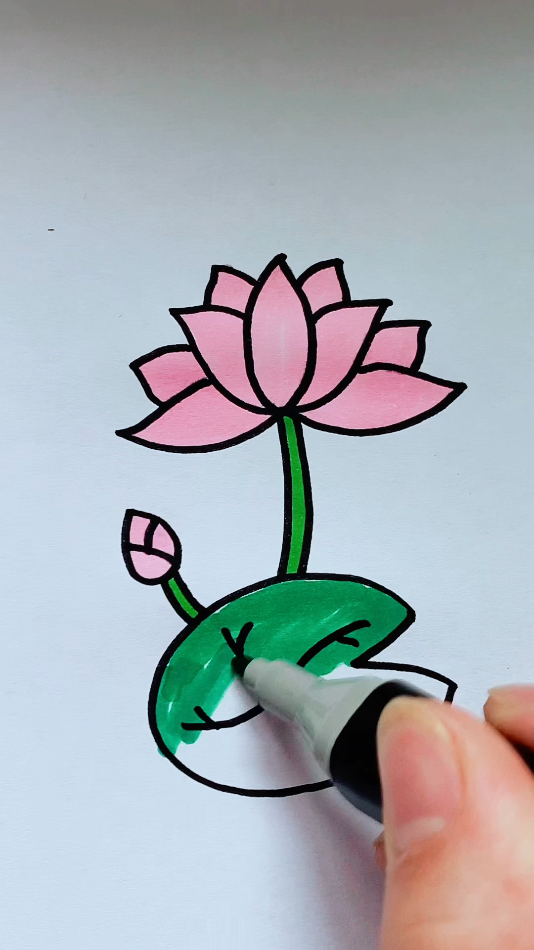 #简笔画#荷花这样画一学就会