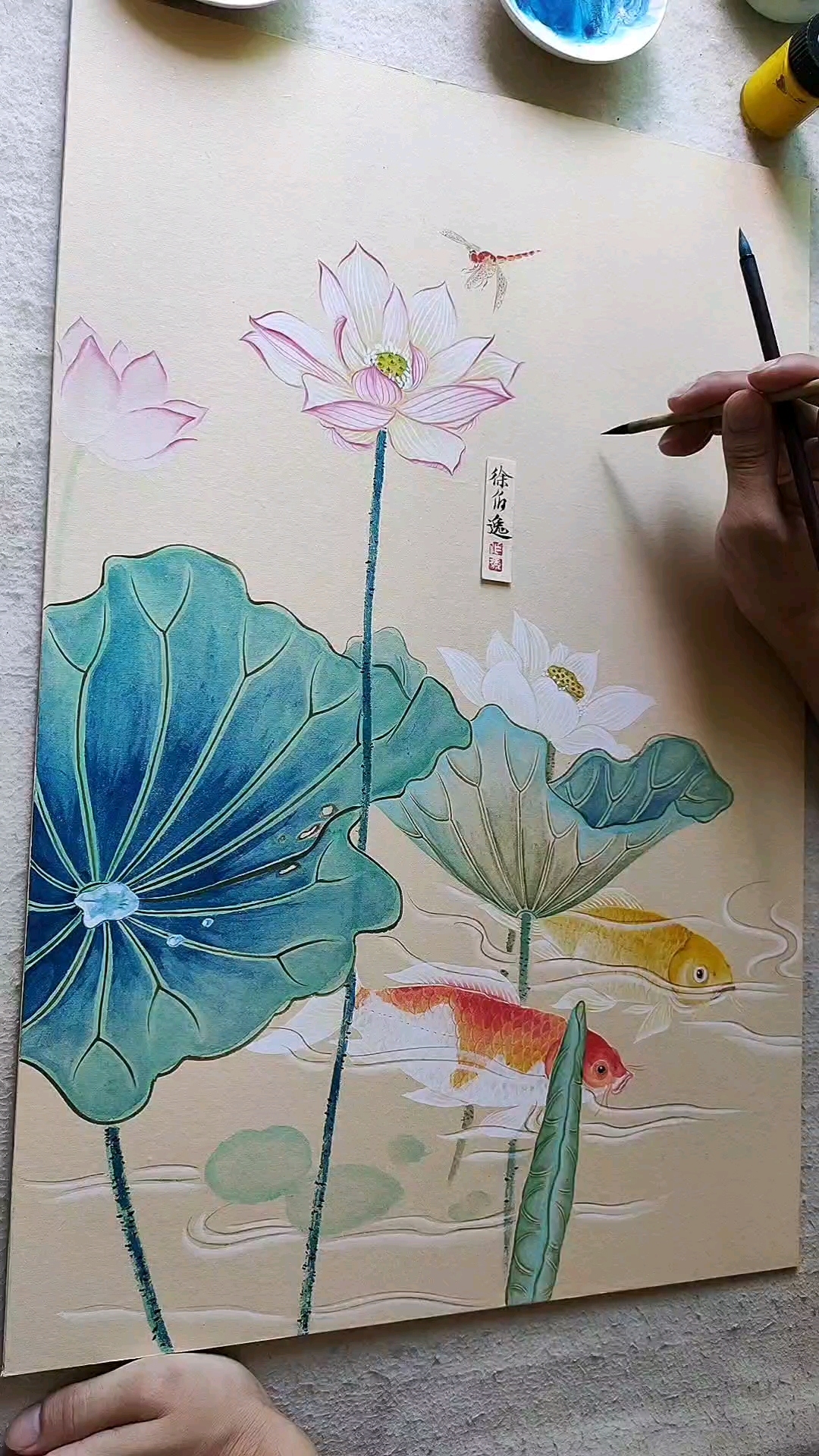 #徐伯逸书画#我像只鱼儿在你的荷塘只为和你守候那皎白月光