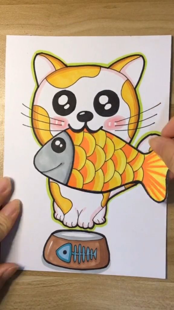 #马克笔绘画#我有猫你有小鱼干吗?