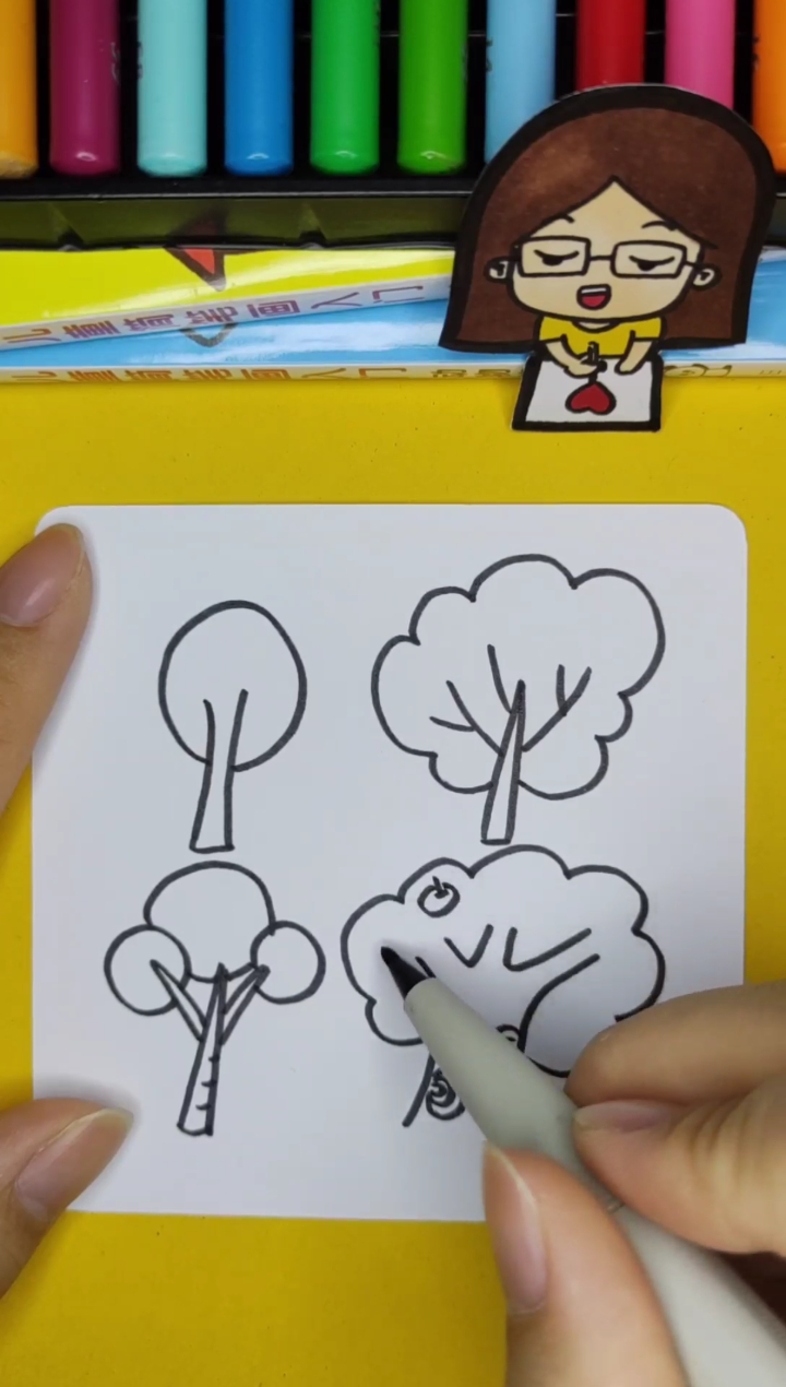 #简笔画#画不同的树