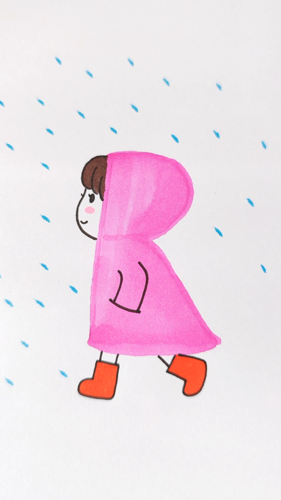 #创意简笔画#用字母R画雨中的女孩