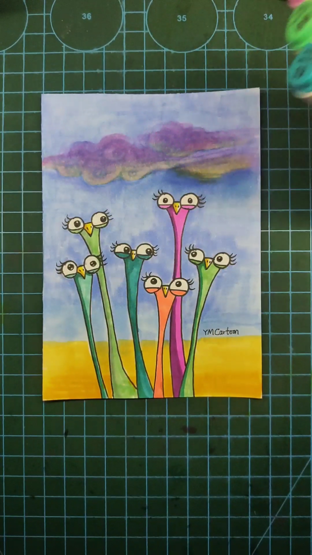 #绘画#简单又有趣的鸵鸟装饰画