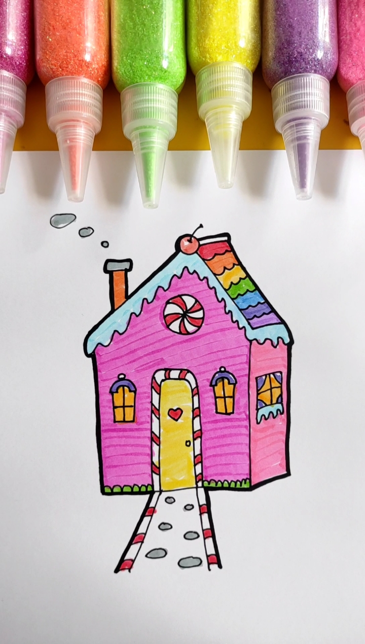 #简笔画#简笔画彩色房子