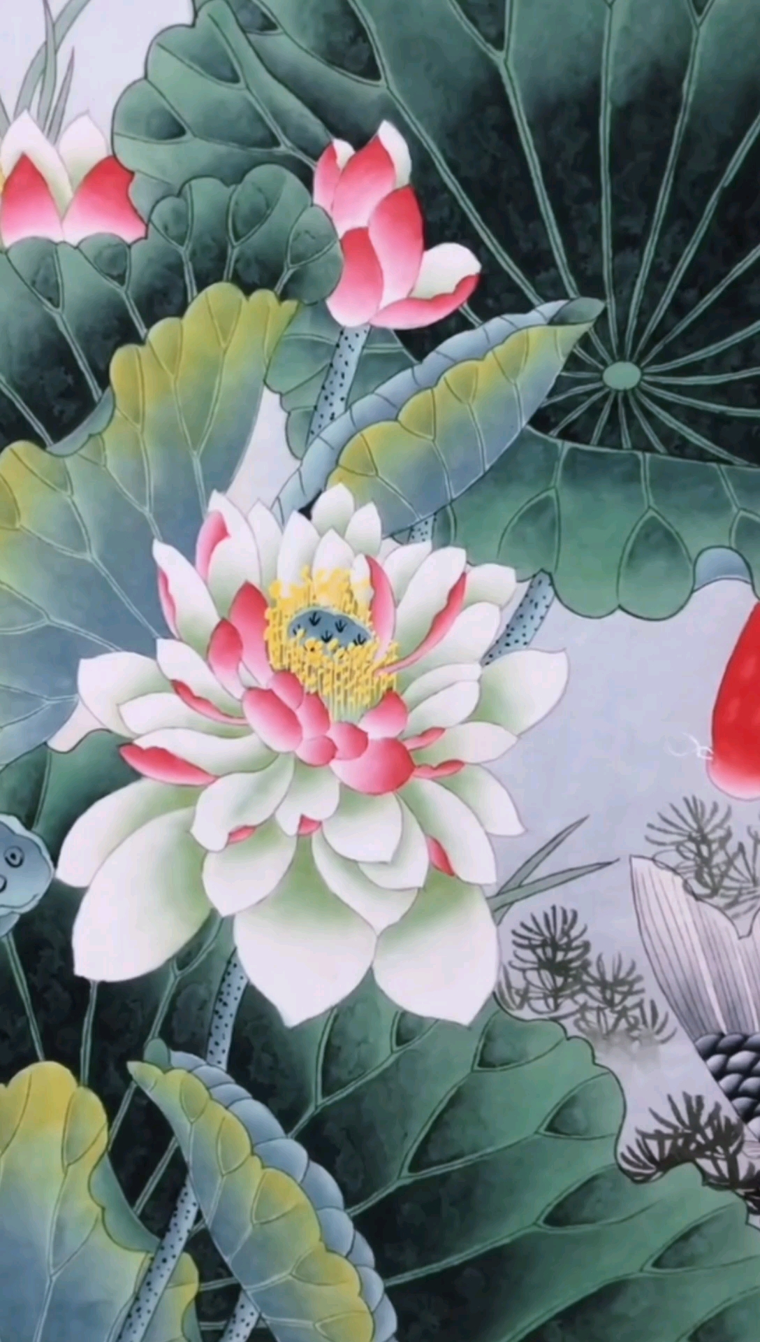 #原创国画#国画荷花鱼图