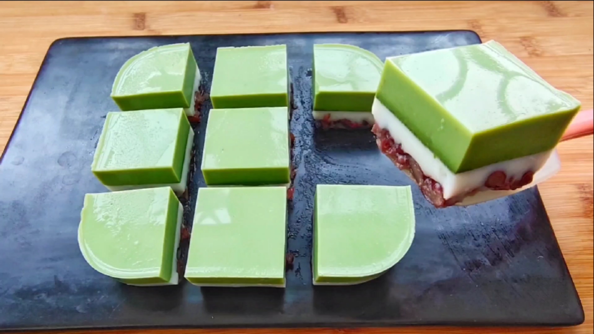 #晒晒我的春节美食#【抹茶蜜豆奶糕】餐后甜品,清新香浓解油腻