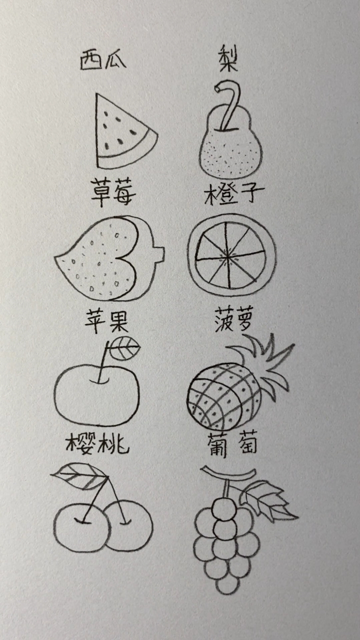 用1-8画不同的水果