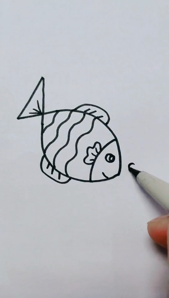 #简笔画#数字4画小鱼