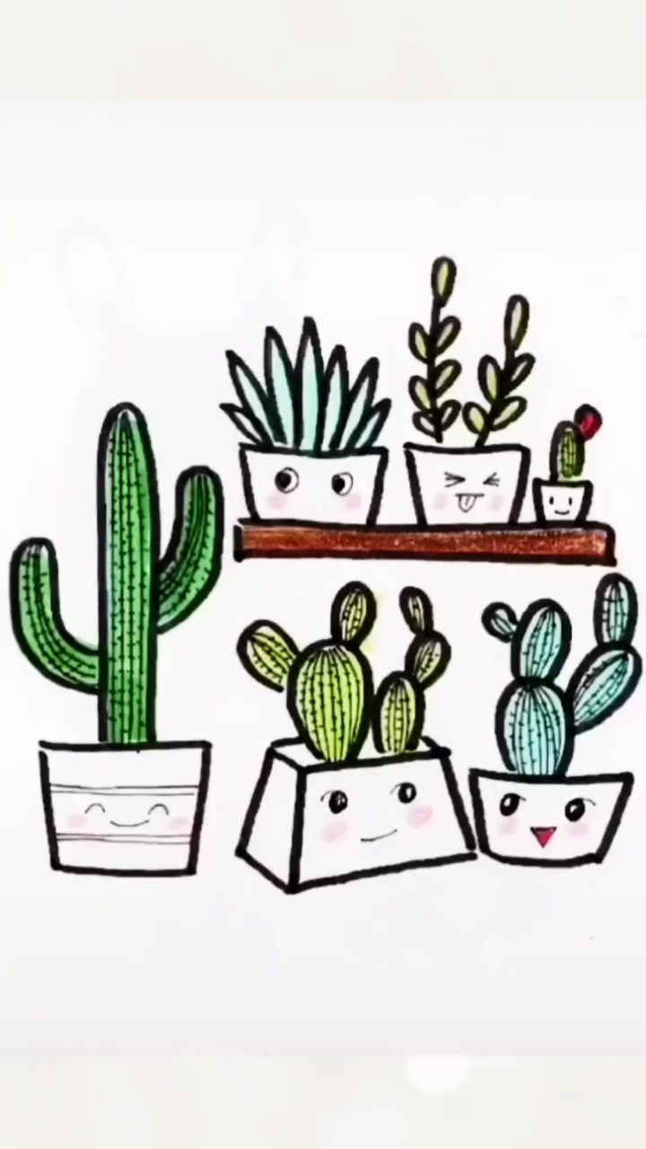 #我和春天有个约会#萌萌哒的多肉简笔画