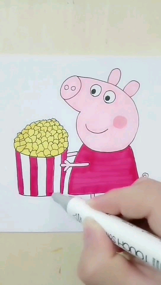 爱吃爆米花小猪佩奇简笔画