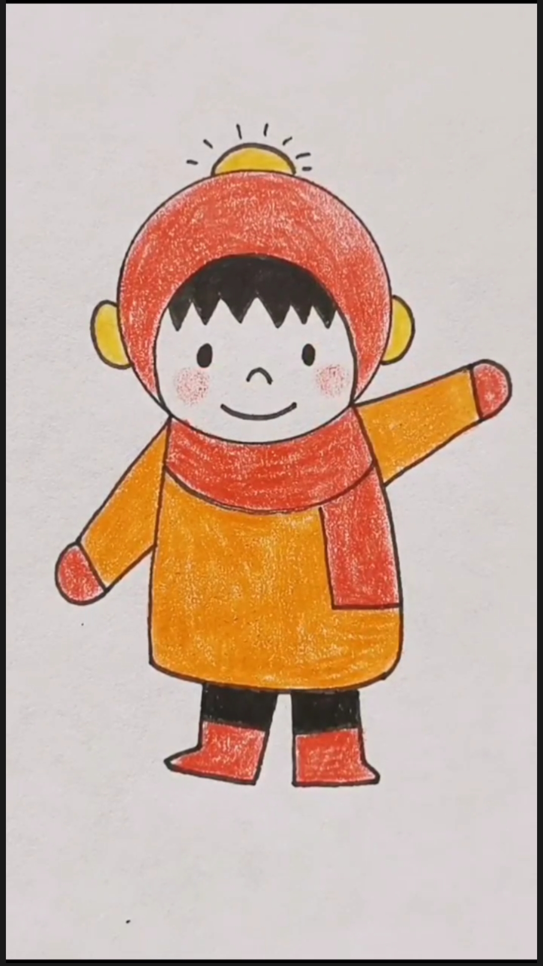 #简笔画#借用一个硬币画新年娃娃,简单又好看
