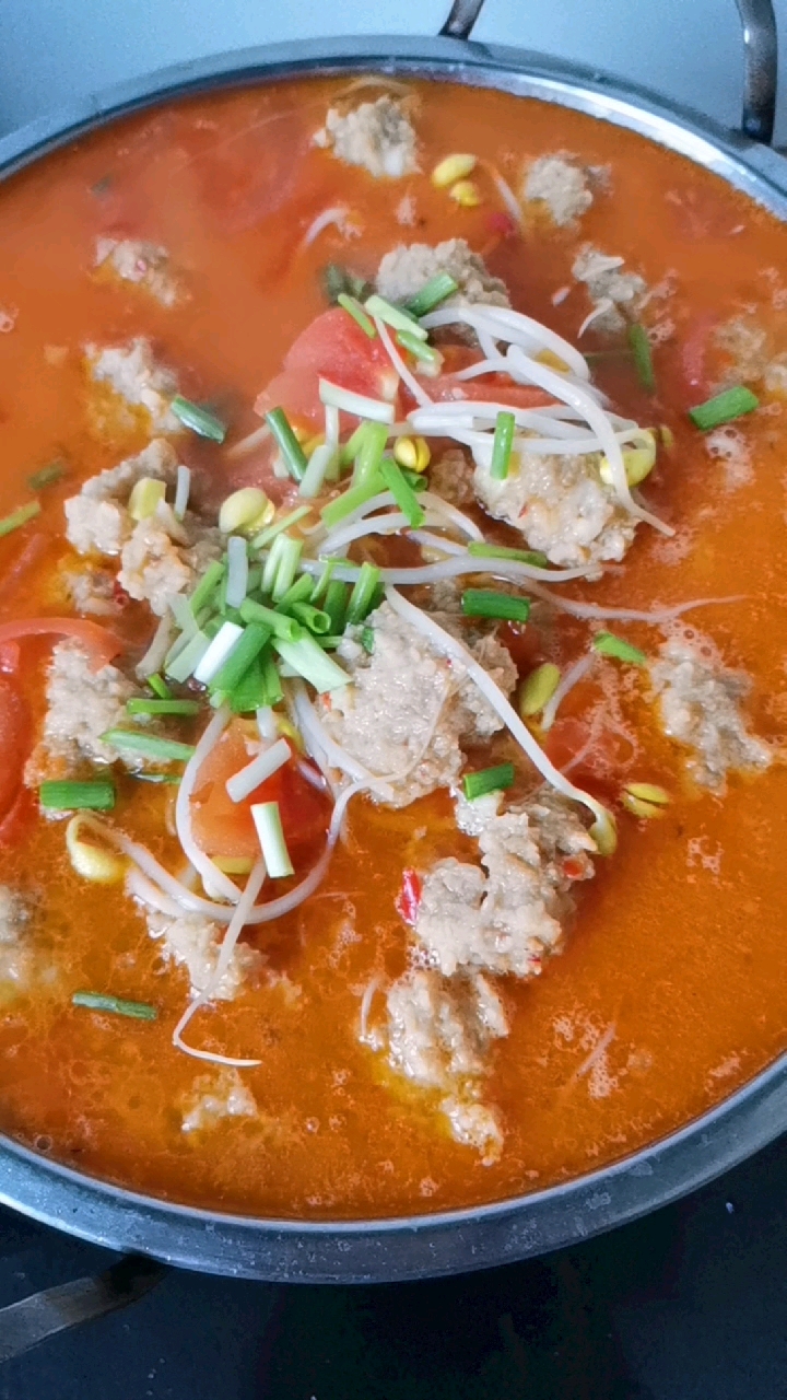 豆芽素肉丸子汤