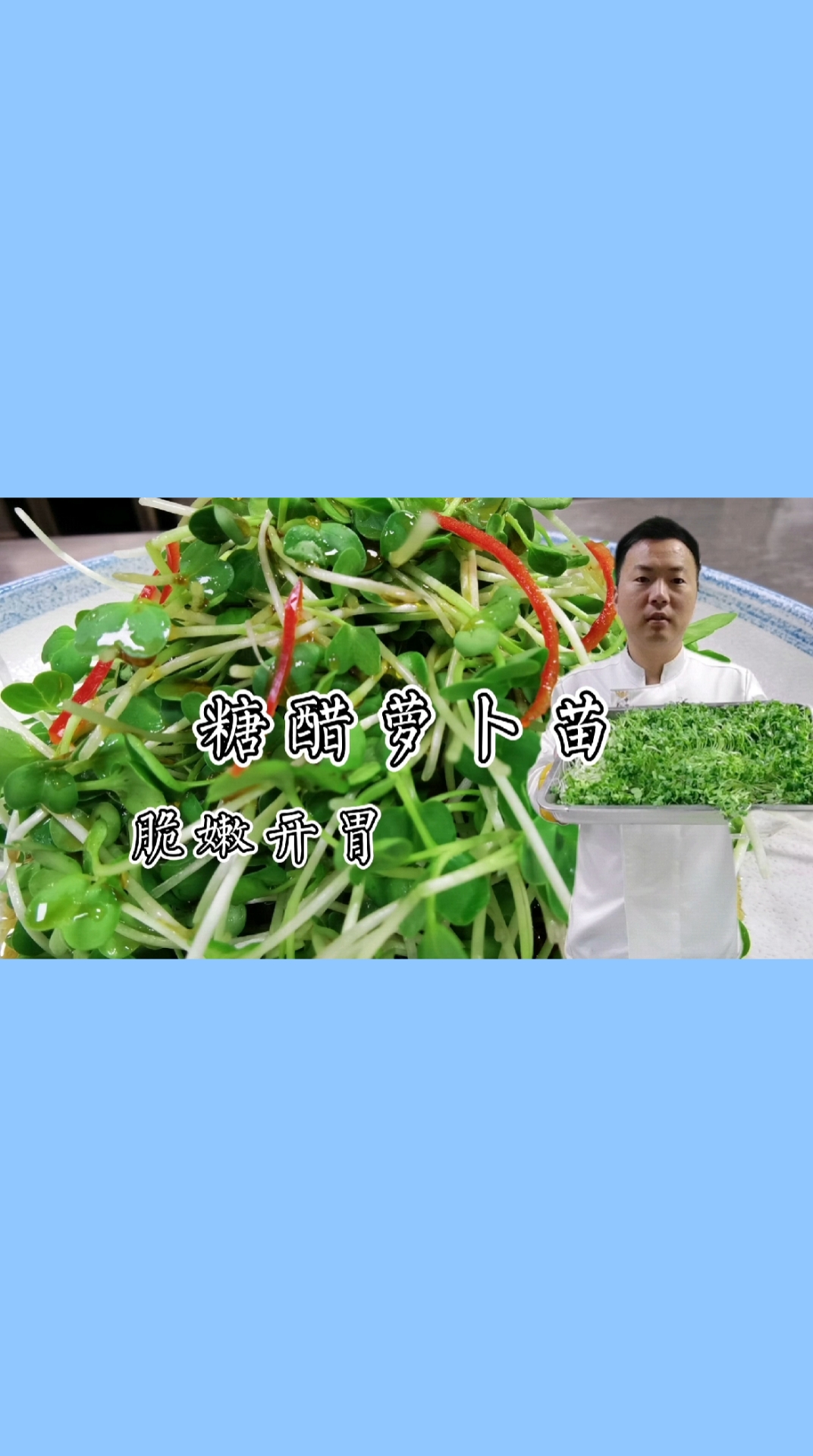 糖醋萝卜苗酸甜可口,非常开胃,做法详细1分钟就能学会的美食