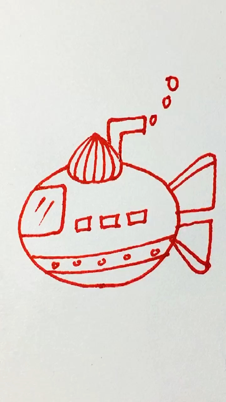 #画画原来如此简单#一看就会的潜水艇简笔画