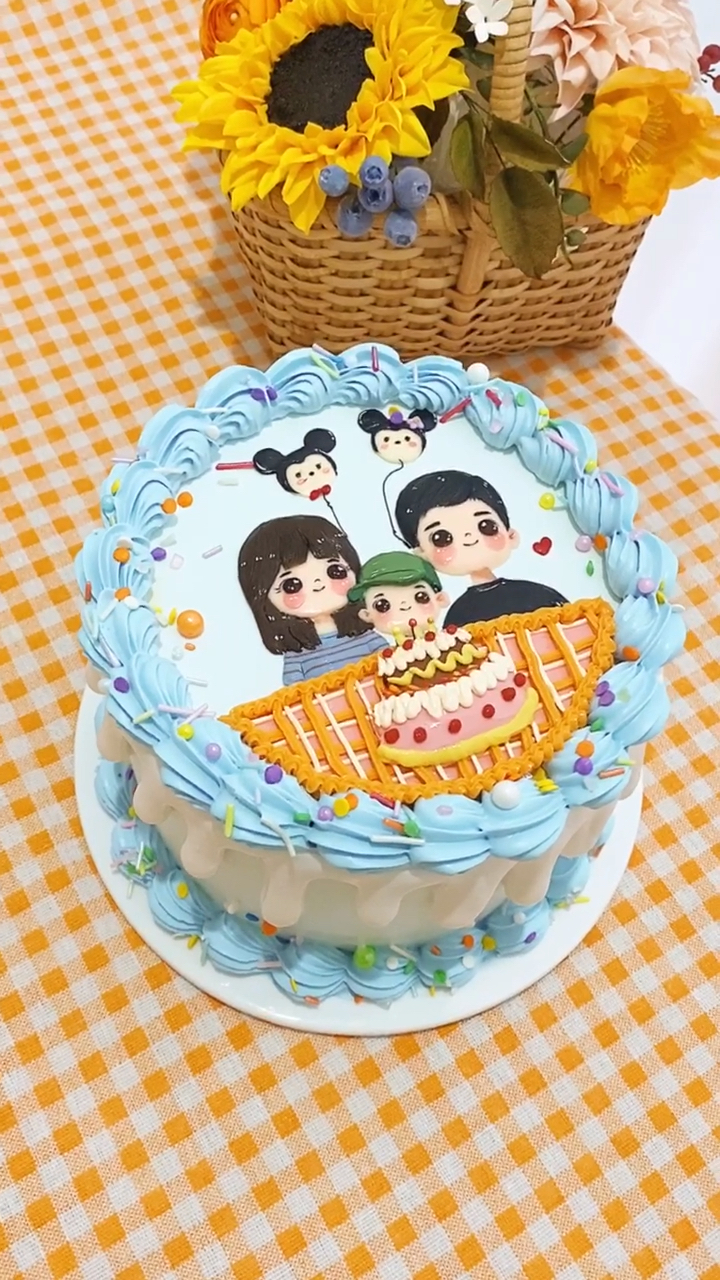 #奶油霜手绘浮雕蛋糕#一家人#生日蛋糕