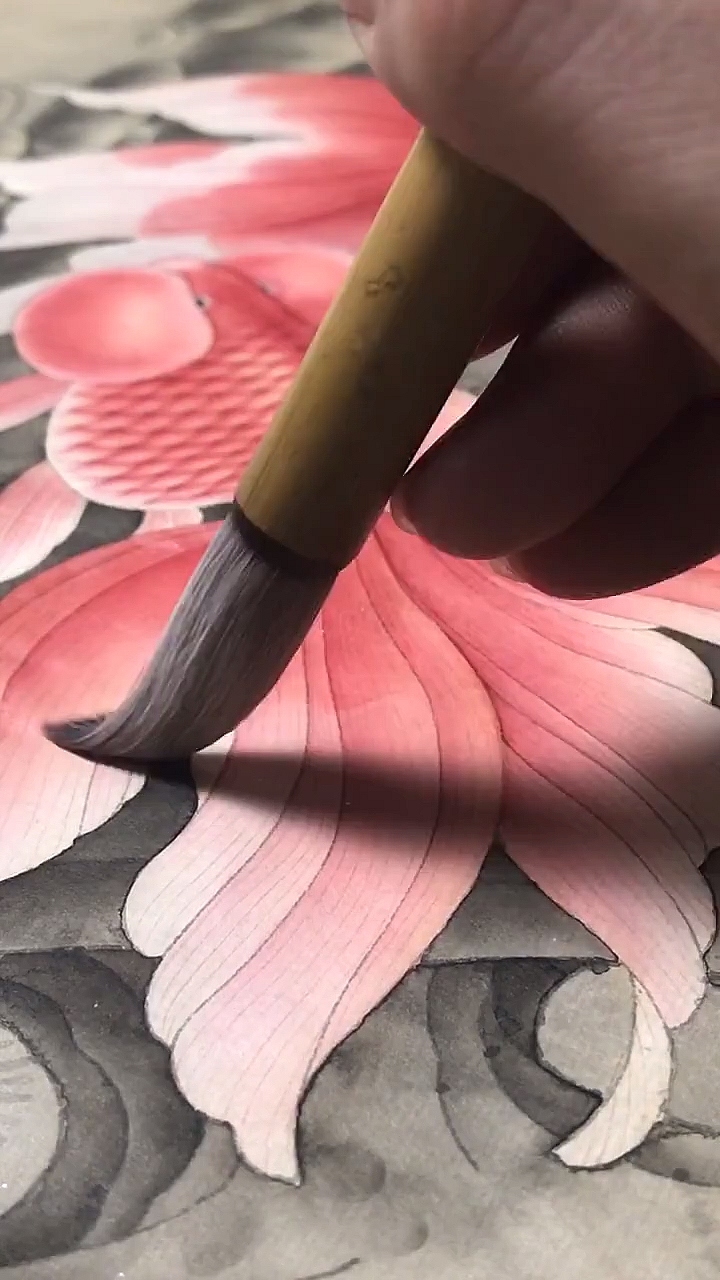 李杰武工笔画～工笔金鱼统染尾鳍