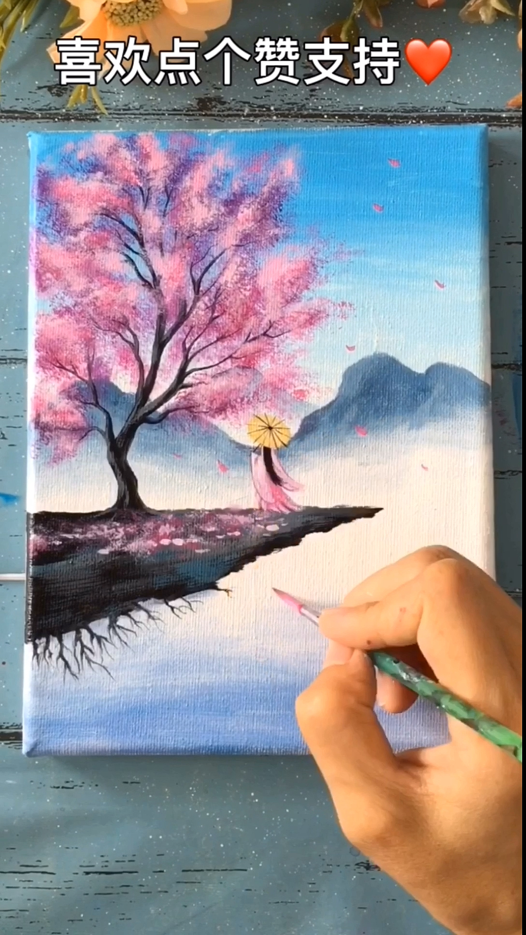 #过好冬天#古风风景画～樱花树,谢谢支持!