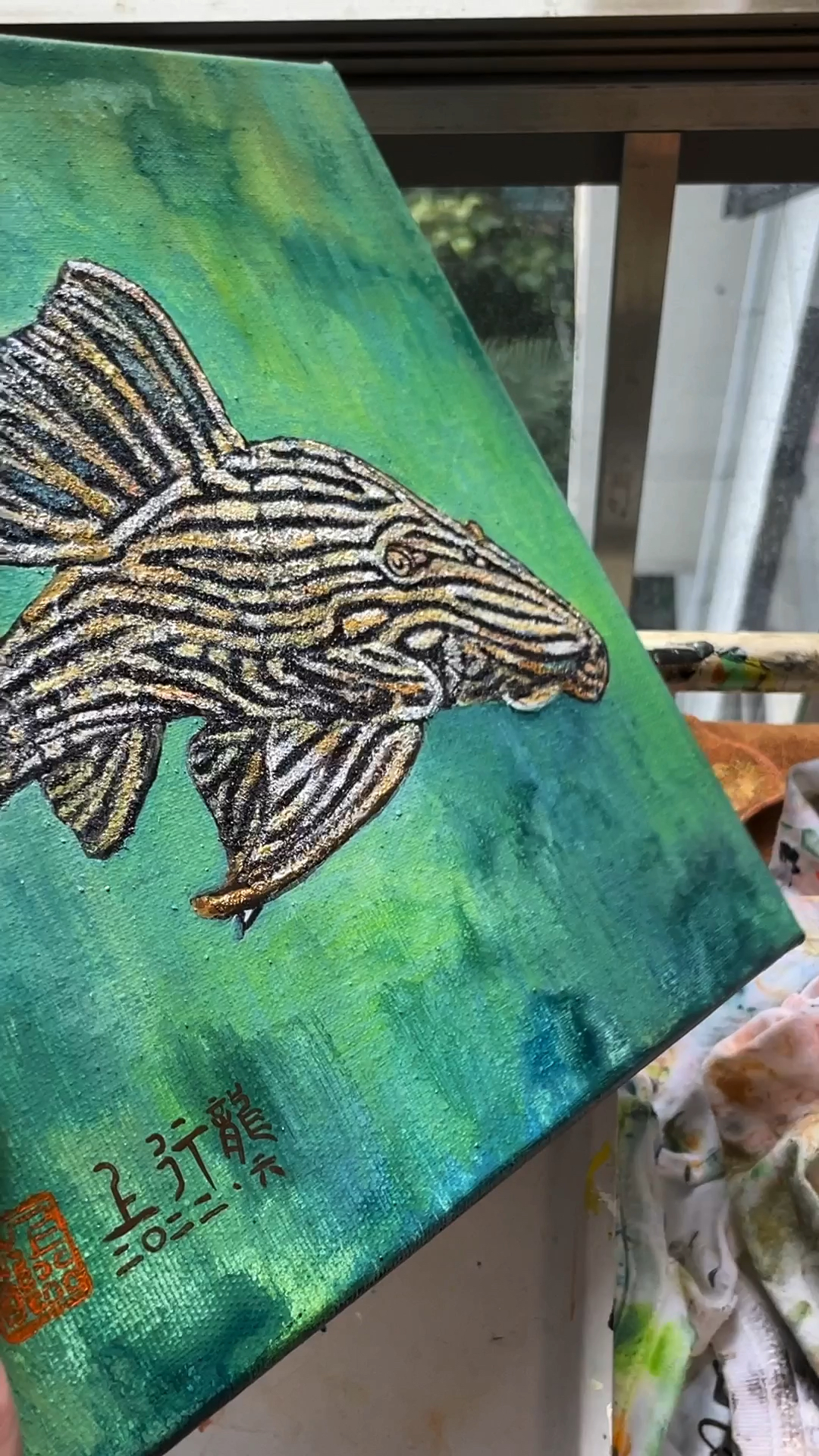 #异型鱼#白金皇冠豹,养在画布里的鱼!