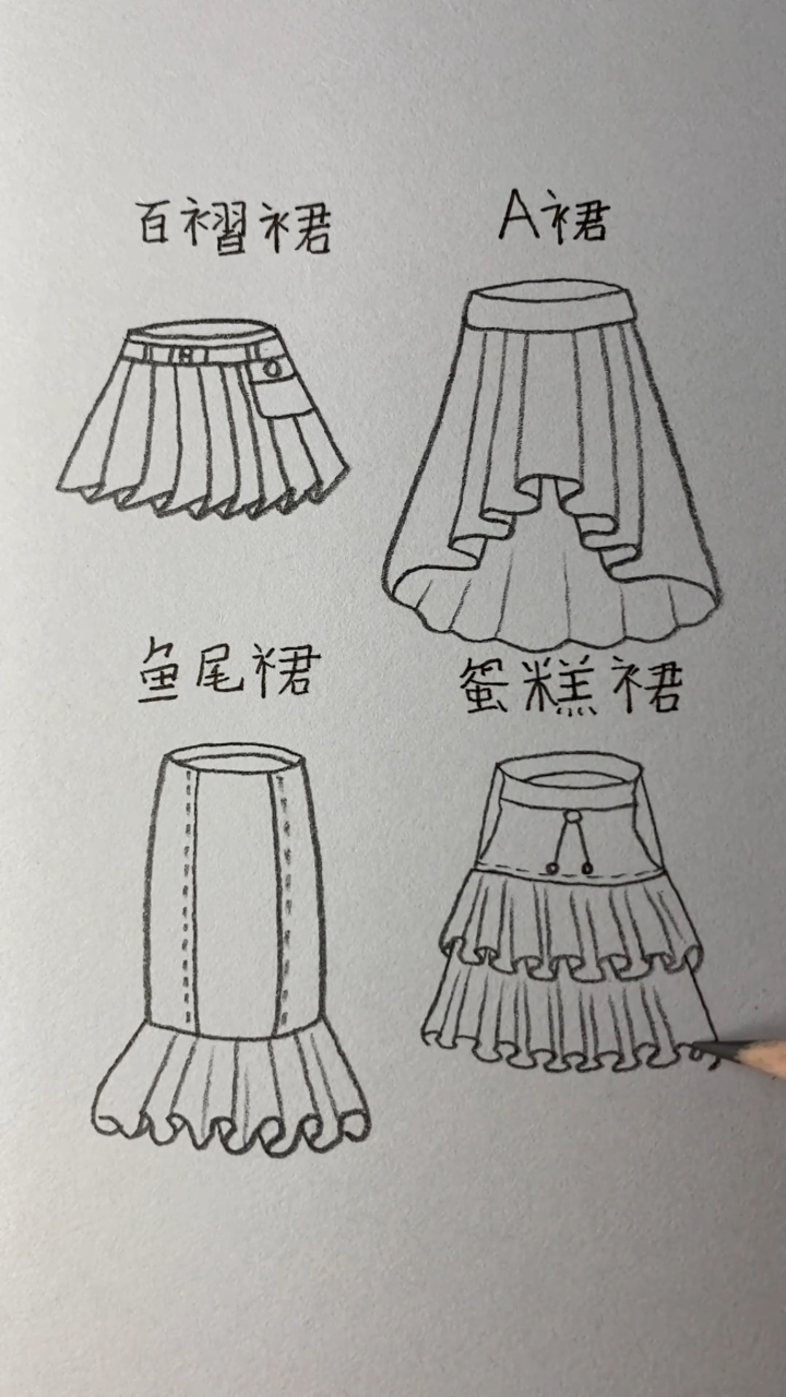 四种漂亮的裙子画法