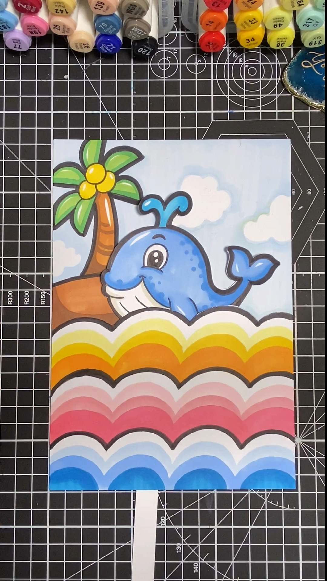 #儿童画#会游泳的小鲸鱼,今天你学会了吗