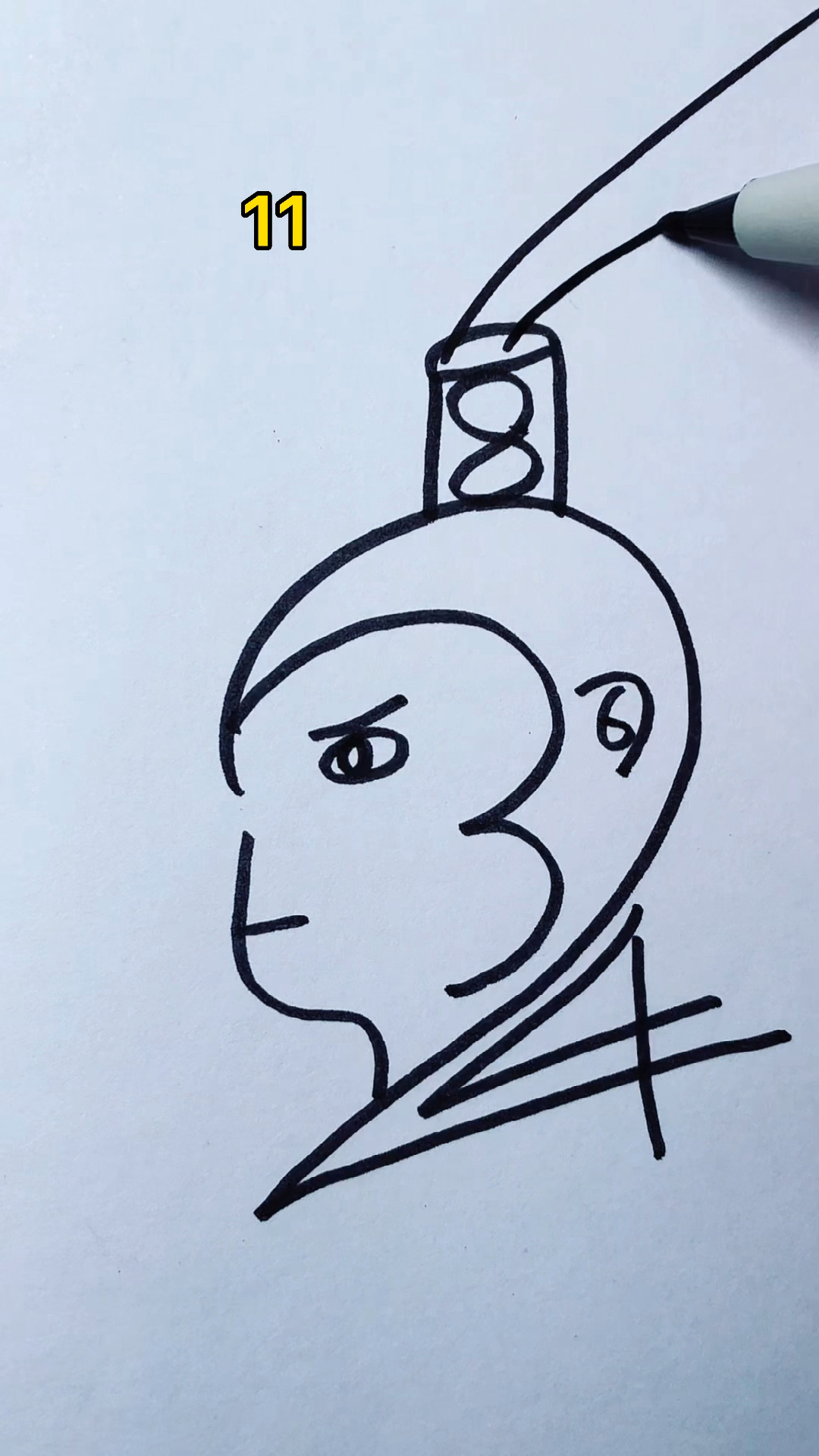 #简笔画#用数字1～11画孙悟空