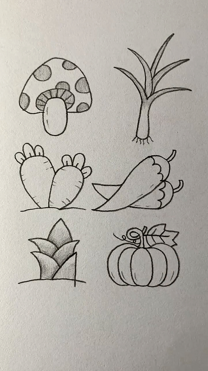 #简笔画#用012345画五种蔬菜，你都认出来了吗？