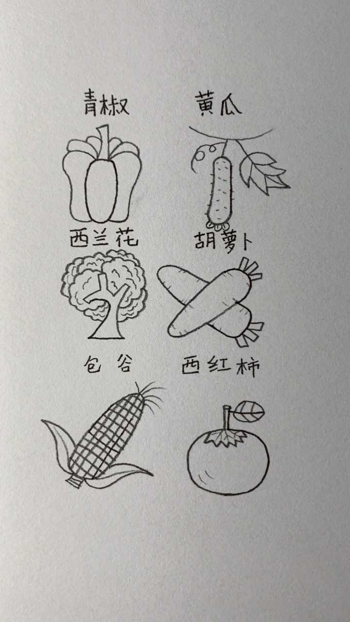 用012345画不同的蔬菜