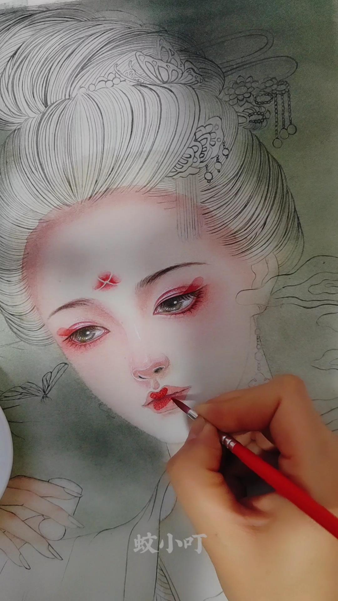 #原创古风插画#水彩画五官