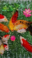 油画《招财鱼》70.70cm