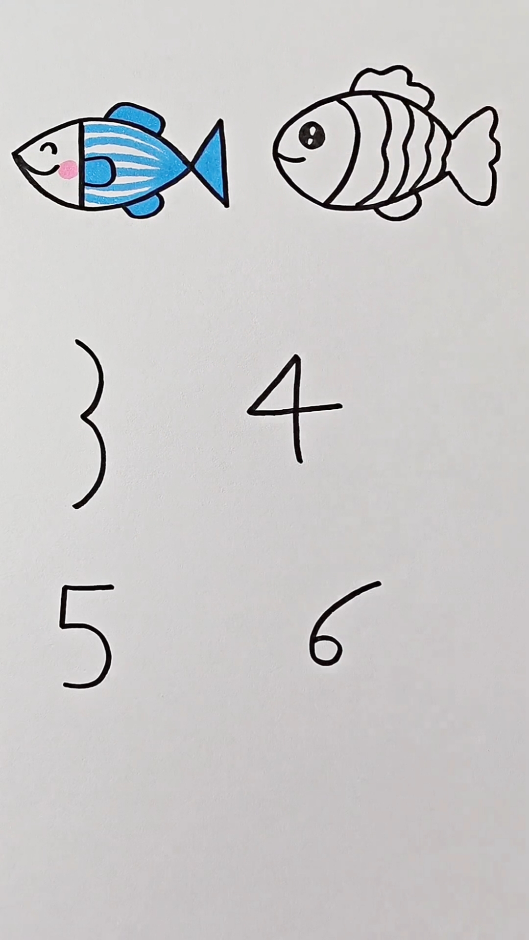 用数字123456可以画各种不同的鱼,你学废了几种