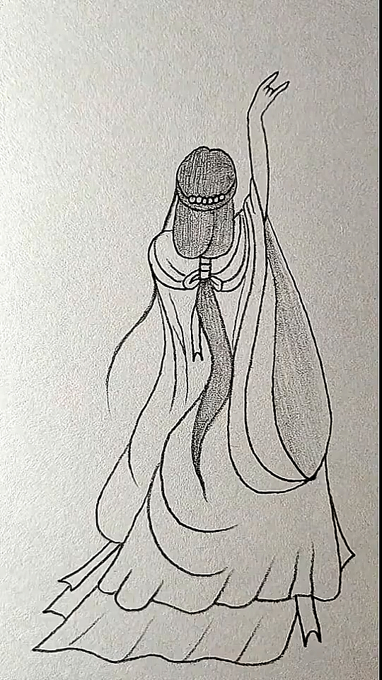 #简笔画#画正在跳舞的古代女子背影