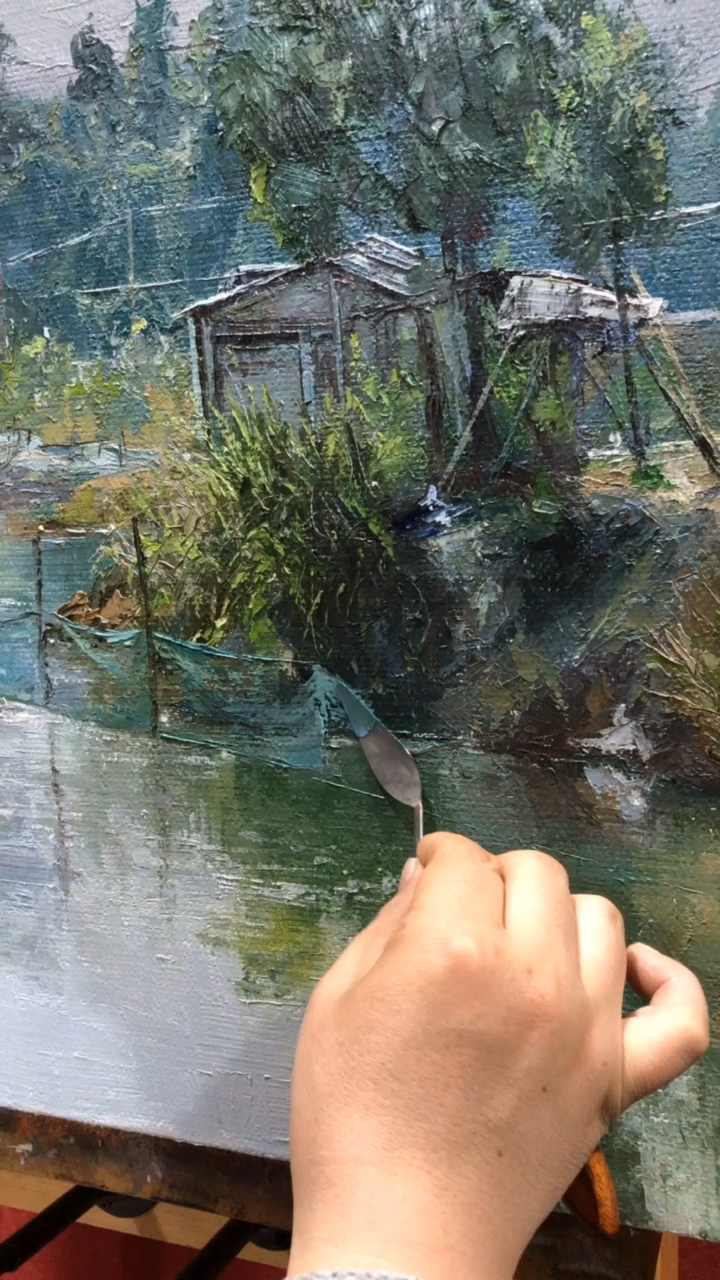 #油画#渔网的画法…