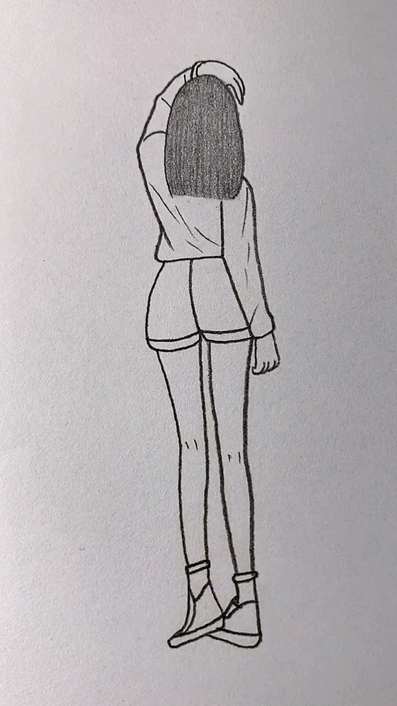 #简笔画#画夏天里的女孩背影