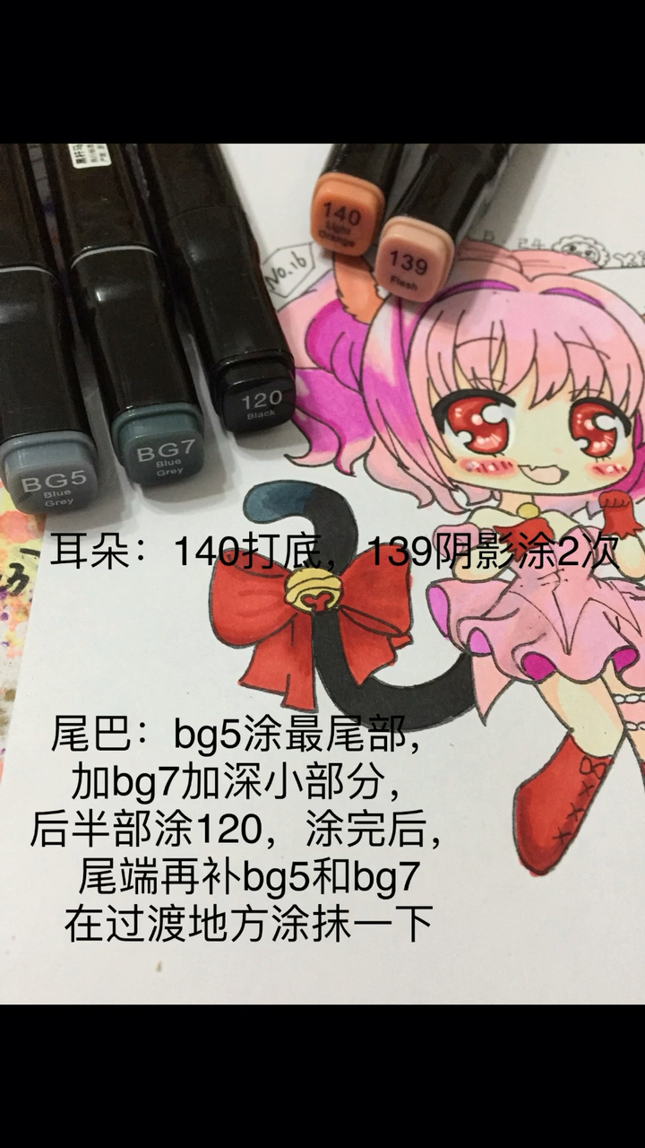 #画画原来如此简单#可爱猫女动漫手绘教程画画真的很难吗画画如此简单!马克笔绘画画使我快乐手
