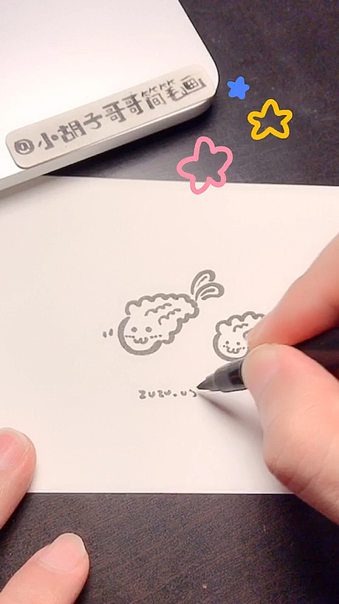 #夏食记#炸虾简笔画～手帐美食简笔画～天妇罗简笔画～